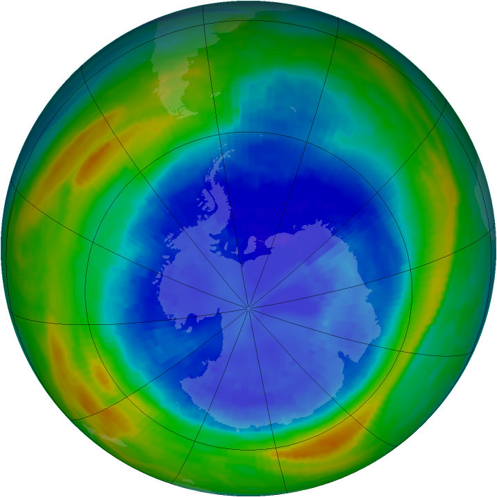 Antarctic ozone map for 08 September 1990